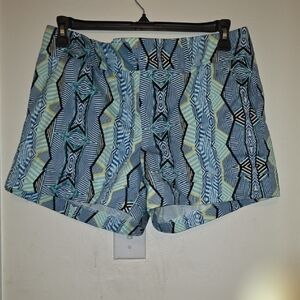 Patterned Blue and Black Women's Shorts